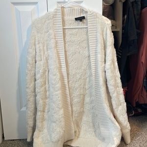 Express - cream cheetah print fuzzy cardigan